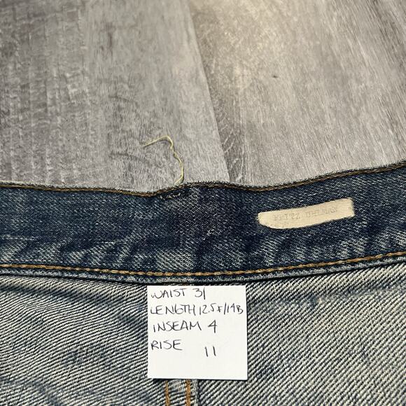 VTbiG Levis Patchwork Denim Shorts 1960s Big E Hippie Cut Off Jean Shorts 31 - Picture 9 of 9